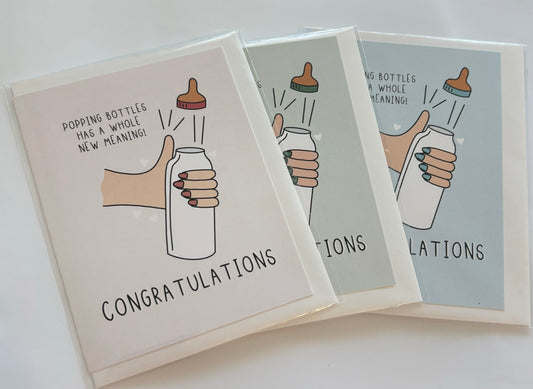 Popping Bottles - Baby Shower Card