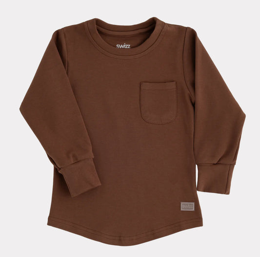 Pocket Long Sleeve Top - Walnut