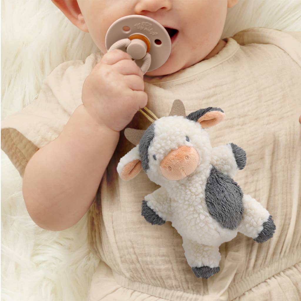 Bitzy Pal Natural Rubber Pacifier & Plush - Cow & Bunny
