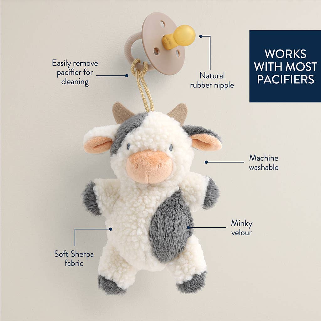 Bitzy Pal Natural Rubber Pacifier & Plush - Cow & Bunny