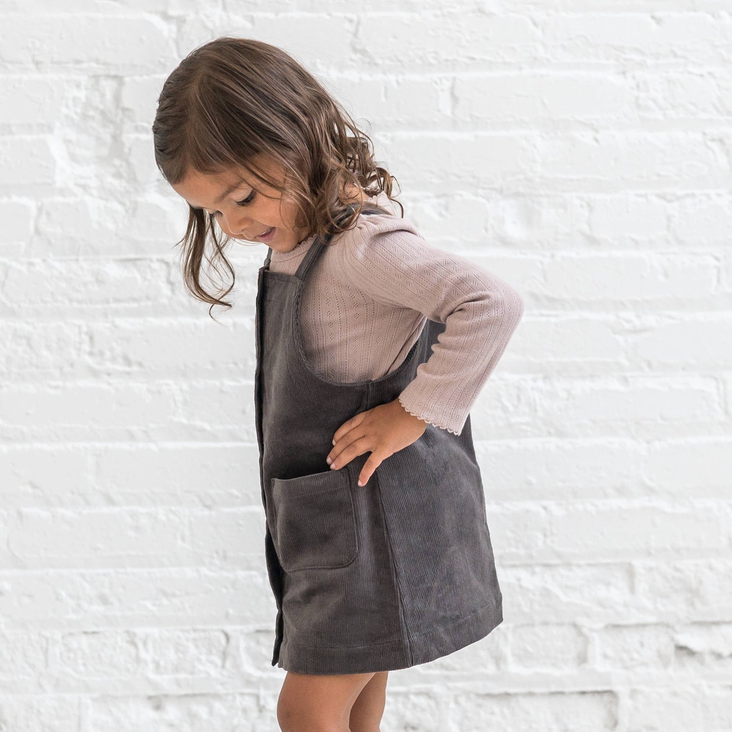 Clemmie Corduroy Jumper Dress - Ash