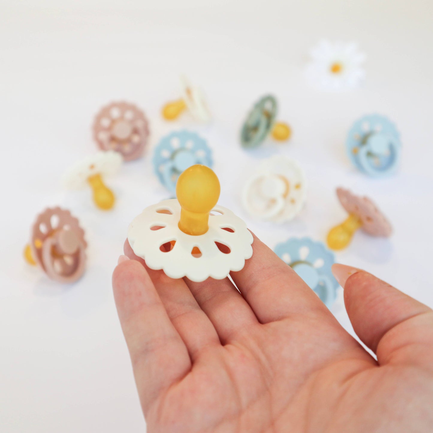 Natural Latex Pacifiers - Size 1 (0-6M) Blush & Cream