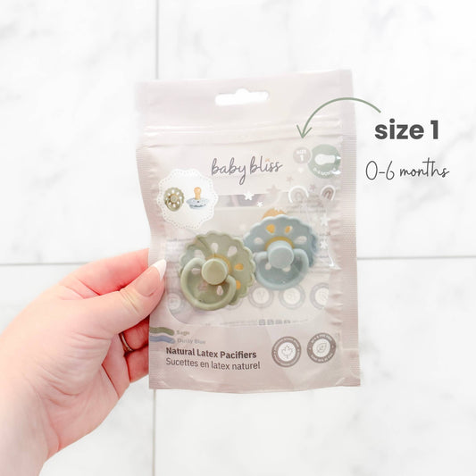 Natural Latex Pacifiers - Size 1 (0-6M) Sage & Dusty Blue